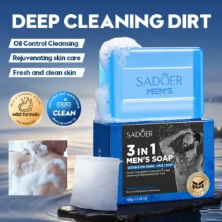 SADOER Men's Facial Soap Face Wash Foam Facial Cleanser Moisturizing Hydrating Oil Control Men Body Bathing Soap