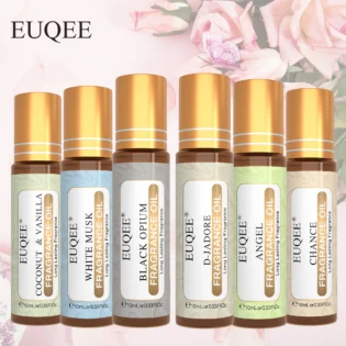 EUQEE 6pcs Fragrance Oils Set For Men & Women 10ml Roller Aroma Oil Good Girl Bright Crystal Coconut Vanilla Angel Strawberry