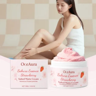 Sakura Strawberry Body Scrub Cream Deeply Cleansing Exfoliating Scrub For Smooth & Glowing Skin Dead Skin Removal Moisturizing