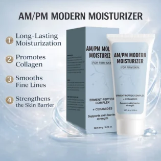 AM/PM Modern Moisturizer Hydrating Face Cream with Peptides, Ceramides for Dry, Sensitive, Combination Skin, Non-Greasy,60g